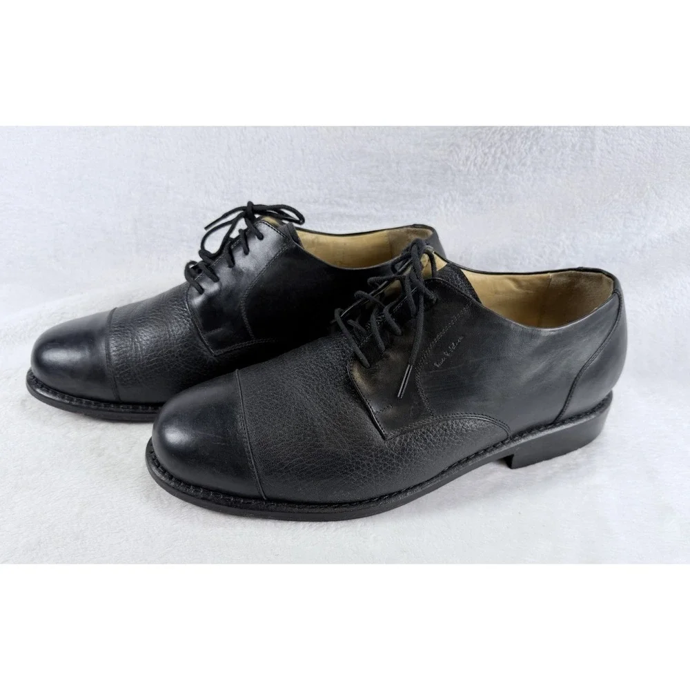 VTG Tauer & Johnson Men's 9 2E Black Leather Cap Toe Oxford Dress Shoes 1990 Mex